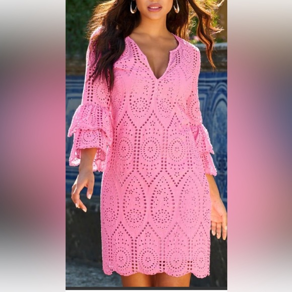 Boston Proper Dresses & Skirts - Boston Proper Pink Eyelet Dress‎